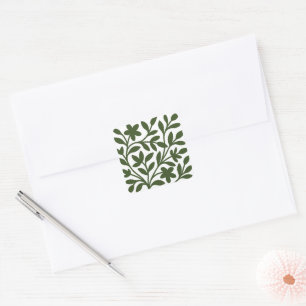 Tendril Garden Green Vine Floral Leaves Square Sticker