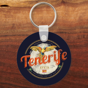 Tenerife and Parrot Canary Islands Spain Vintage Key Ring