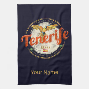 Tenerife and Parrot Canary Islands Spain Vintage Tea Towel