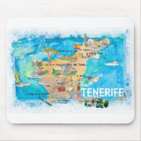 Tenerife Canarias Spain Illustrated Map with Landm