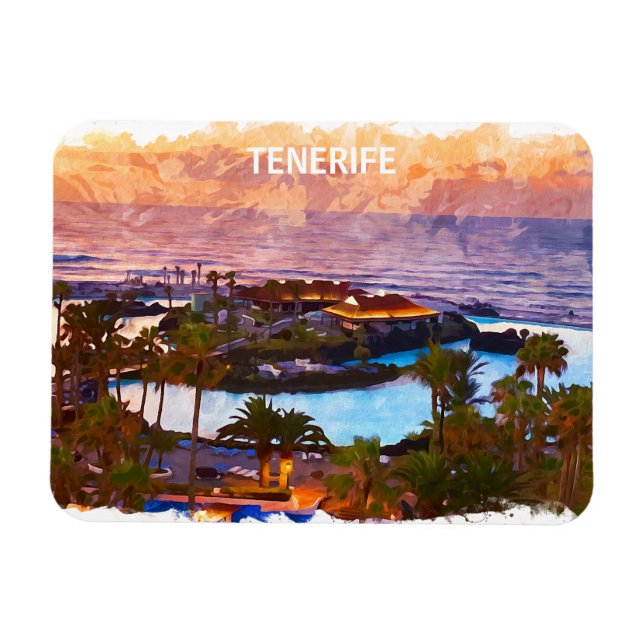 Tenerife Canary Islands Watercolor Beach Magnet (Horizontal)