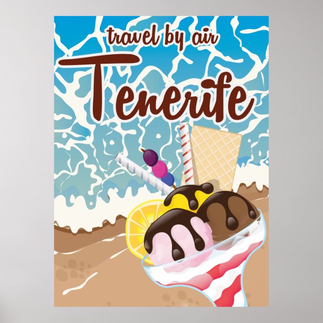 Tenerife ice cream cartoon travel poster (Front)