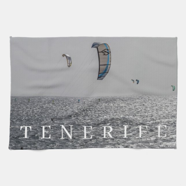 Tenerife kite-surfers tea towel (Horizontal)