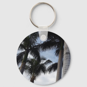 Tenerife Palm Trees Button Key Ring