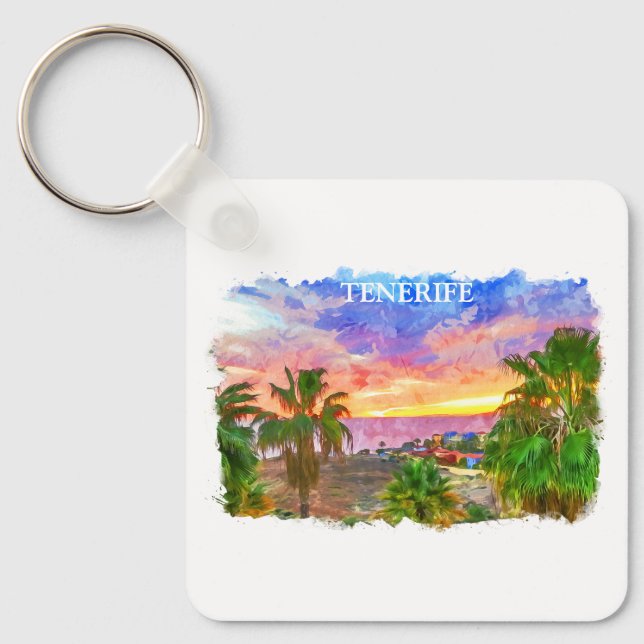 Tenerife Spain Canary Island vintage travel Key Ring (Front)
