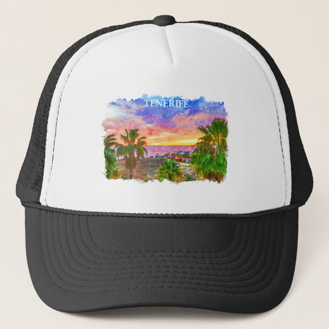 Tenerife Spain Canary Island vintage travel Trucker Hat (Front)