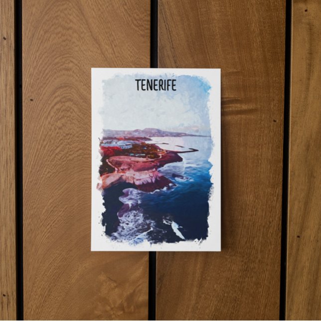 Tenerife Spain Coast Canary Island travel Souvenir Postcard (tenerife spanish island watercolor postcard)