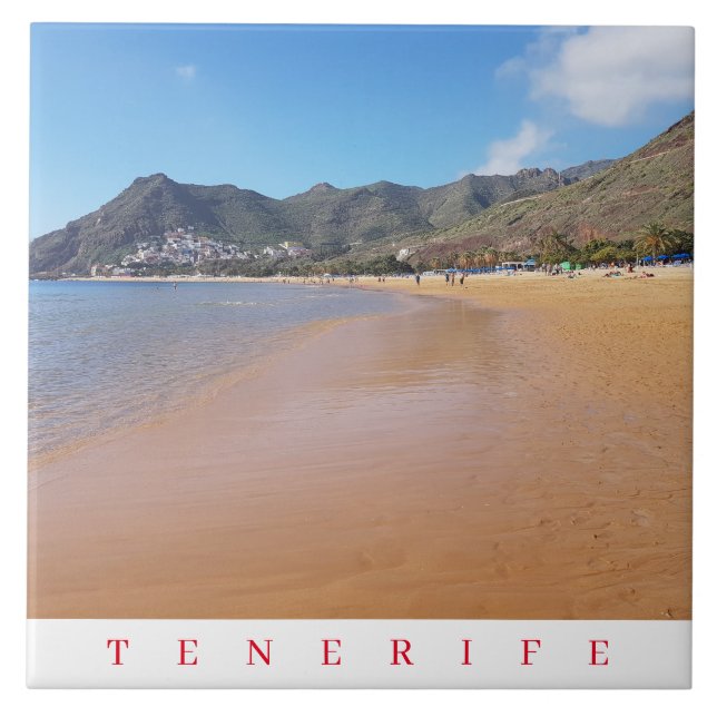 Tenerife Teresitas Beach view ceramic tile  (Front)