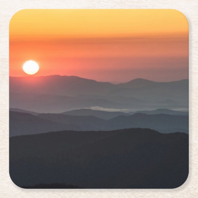 Tennant Mt, Graveyard Fields area, sunrise Square Paper Coaster (Front)