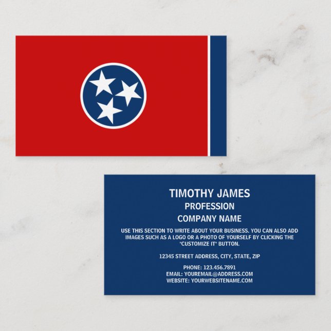 Tennessean Flag, Flag of Tennessee Business Card (Front/Back)