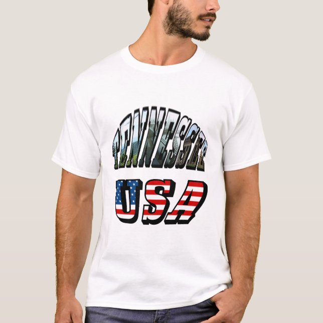 Tennessee and USA Picture Text T-Shirt (Front)