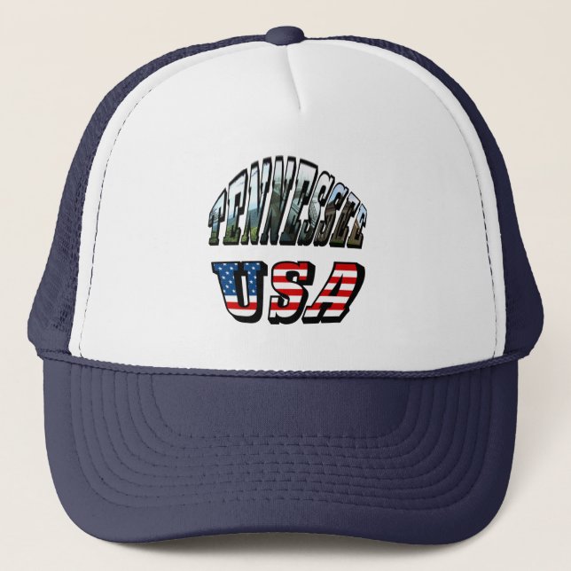Tennessee and USA Picture Text Trucker Hat (Front)
