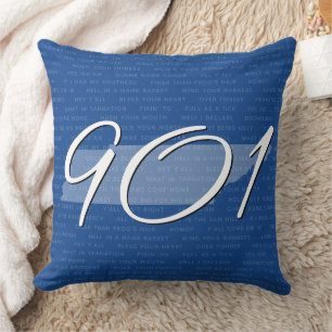 Tennessee Area Code Blue White Modern Typography Cushion