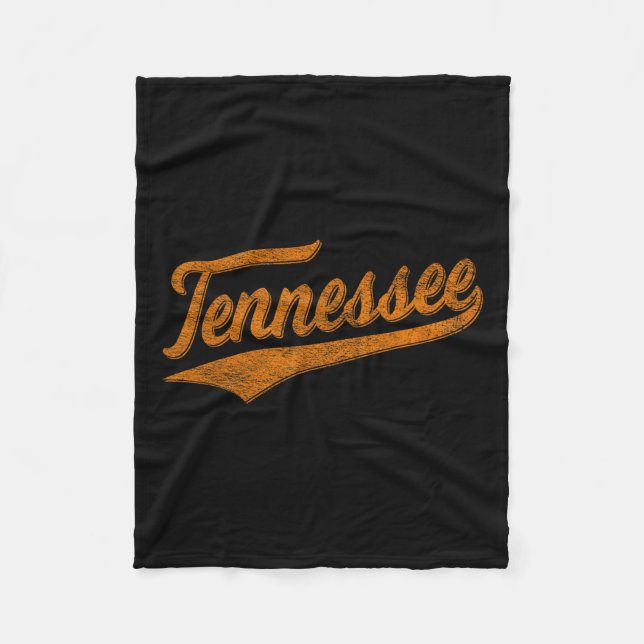 Tennessee Baseball Sports Script Cursive Flag Swoo Fleece Blanket (Front)