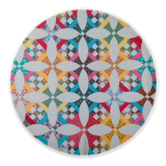 Tennessee circles quilt ceramic knob (Front)