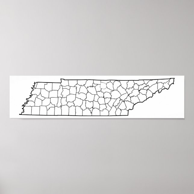 Tennessee Counties Blank Outline Map Poster (Front)