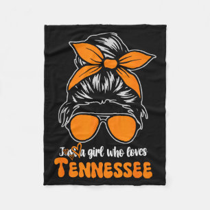 Tennessee Cowgirl Gingham Bun Tn Orange State Wome Fleece Blanket