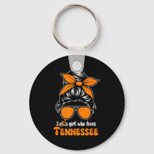 Tennessee Cowgirl Gingham Bun Tn Orange State Wome Key Ring