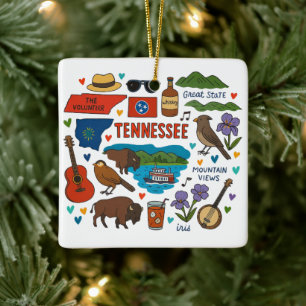 Tennessee Custom Family Trip Keepsake Christmas Ceramic Ornament