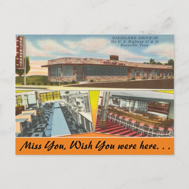 Tennessee, Dixieland Drive-In, Knoxville Postcard (Front)