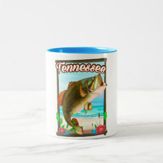 Tennessee Fishing poster. Two-Tone Coffee Mug