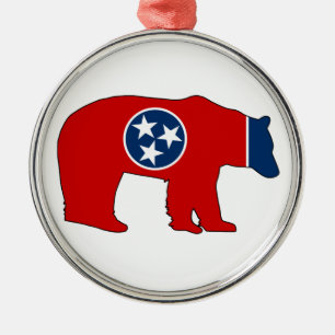 Tennessee Flag Bear Metal Tree Decoration