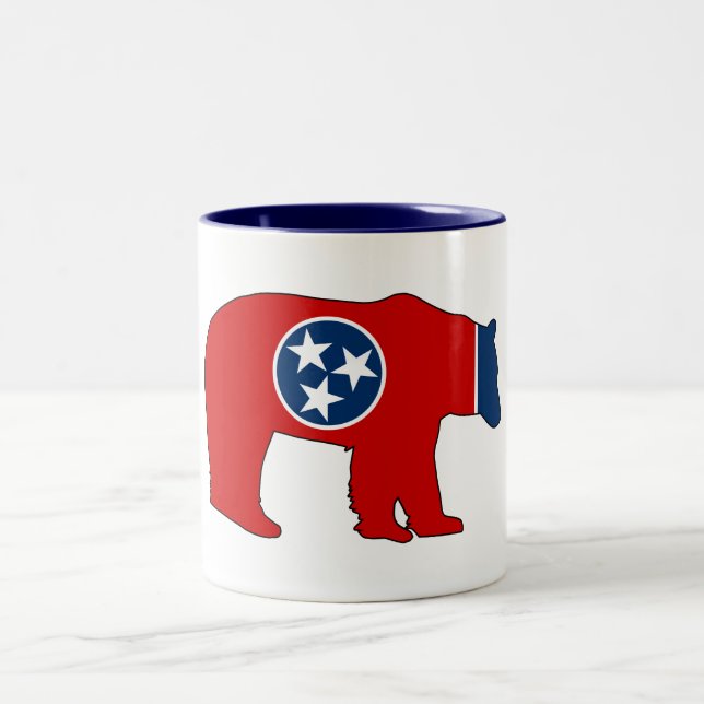 Tennessee Flag Bear Two-Tone Coffee Mug (Center)