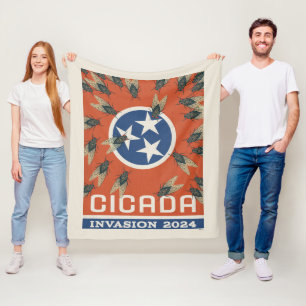 Tennessee Flag Cicada Invasion Fleece Blanket