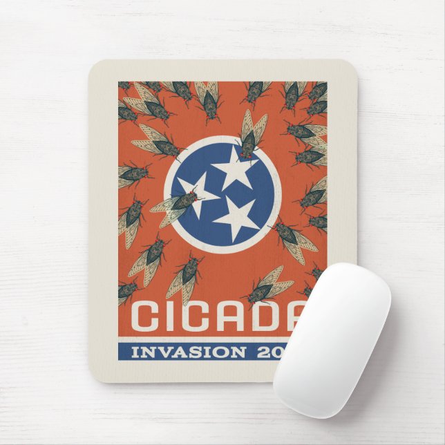 Tennessee Flag Cicada Invasion Mouse Mat (With Mouse)