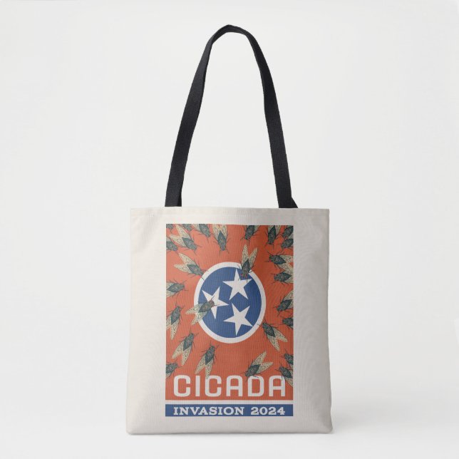 Tennessee Flag Cicada Invasion Tote Bag (Front)
