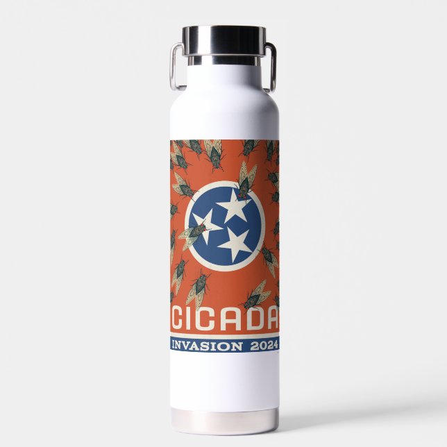 Tennessee Flag Cicada Invasion Water Bottle (Front)