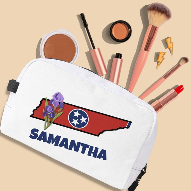 Tennessee Flag & Flower Purple Iris Custom Text Dopp Kit (Creator Uploaded)