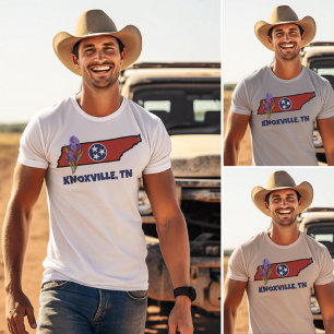 Tennessee Flag & Flower Purple Iris Custom Text T-Shirt
