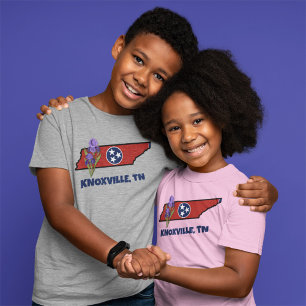 Tennessee Flag & Flower Purple Iris Custom Text T-Shirt