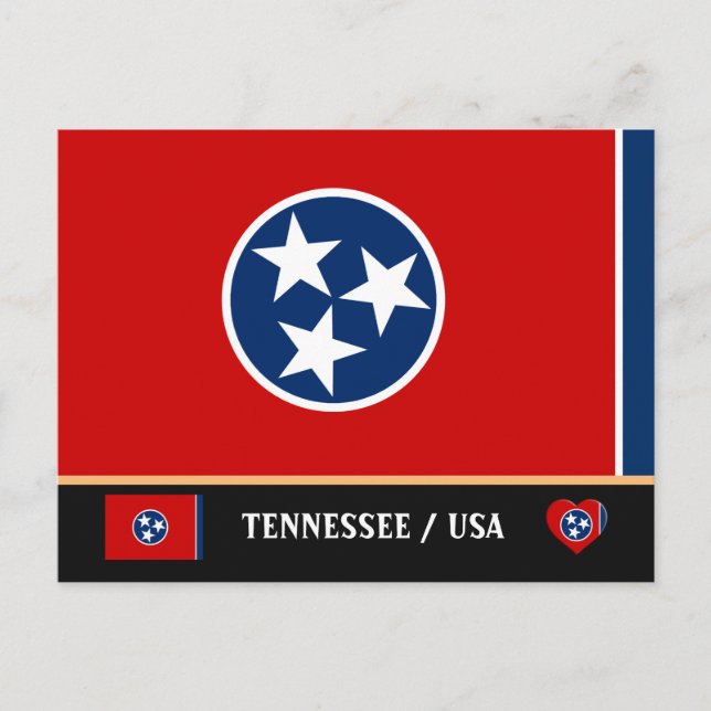 Tennessee Flag & Tennessee State USA /America Postcard (Front)