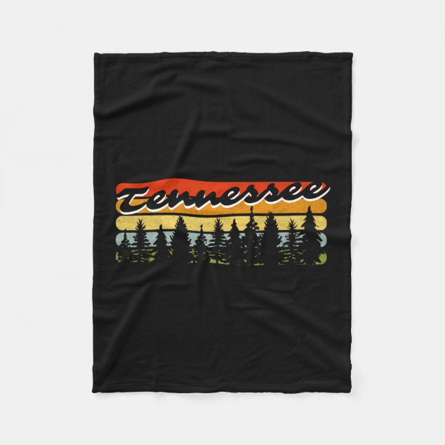 Tennessee Forest Sunset Trees Cabin Theme Souvenir Fleece Blanket (Front)