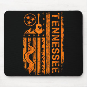 Tennessee Guitar Mountains Flag , Vintage State Pr Mouse Mat