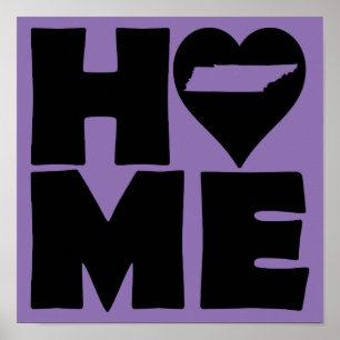 Tennessee Home Heart State Poster Sign