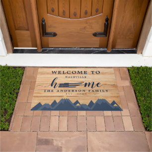 Tennessee Home Map USA Flag Welcome Wood Doormat