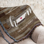 Tennessee Home State Personalised Wood Look Throw Blanket<br><div class="desc">Show some home state pride with this cute rustic faux wood plank throw blanket featuring "home" in white calligraphy script lettering with a silhouette map of the state of Tennessee standing in for the letter "O." A pink heart illustration inside the state map completes the design; you can change the...</div>