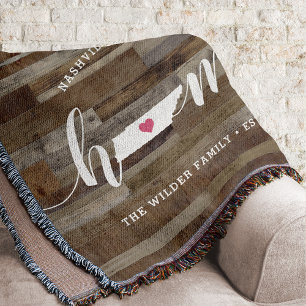 Tennessee Home State Personalised Wood Look Throw Blanket