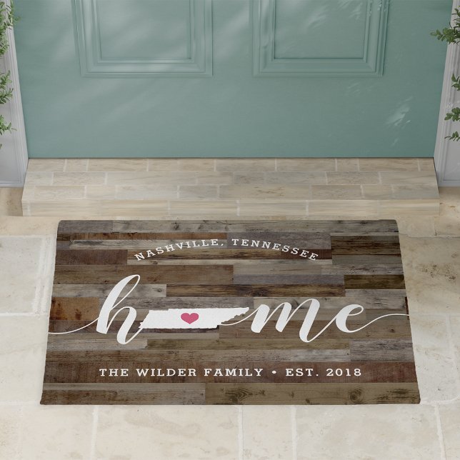 Tennessee Home State Personalized Wood Look Doormat (Creator Uploaded)