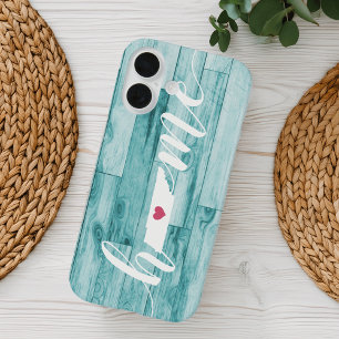 Tennessee Home State Turquoise Wood Look iPhone 16 Case