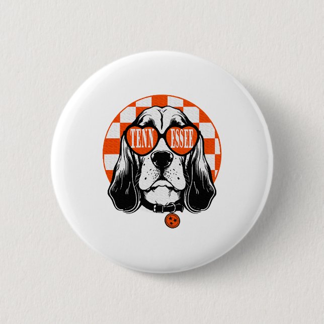 Tennessee Hound Orange White Rocky Top TN Dog 6 Cm Round Badge (Front)