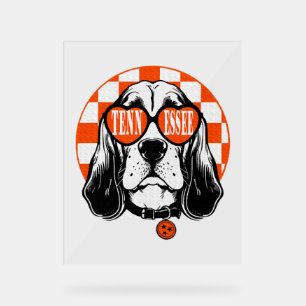 Tennessee Hound Orange White Rocky Top TN Dog Acrylic Sign