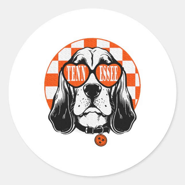 Tennessee Hound Orange White Rocky Top TN Dog Classic Round Sticker (Front)