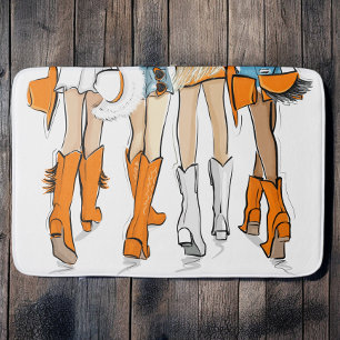 Tennessee Ladies Cowboy Boots Orange Fashion Bath Mat