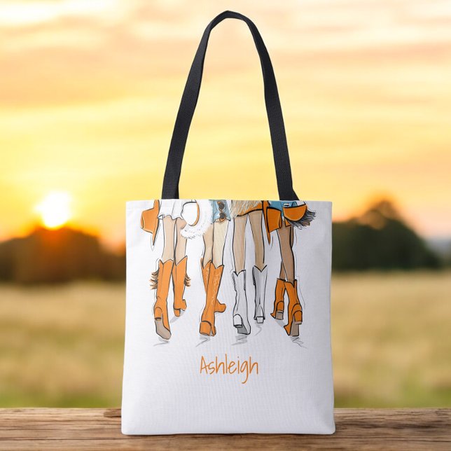Tennessee Ladies Cowboy Boots Orange Fashion Name Tote Bag (Creator Uploaded)