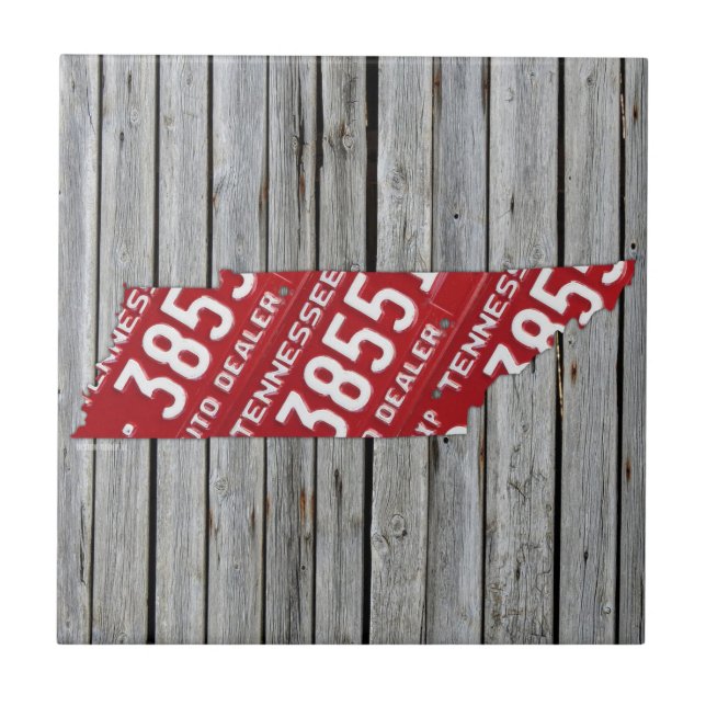 Tennessee License Plate Map Ceramic Tile (Front)