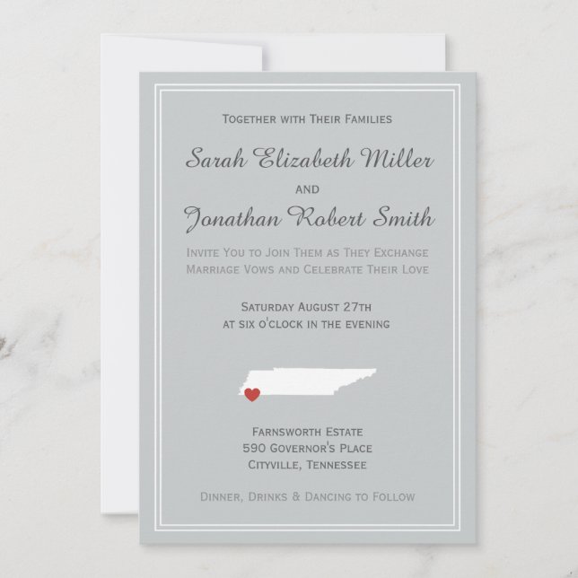 Tennessee Love - Customisable Wedding Invitation (Front)